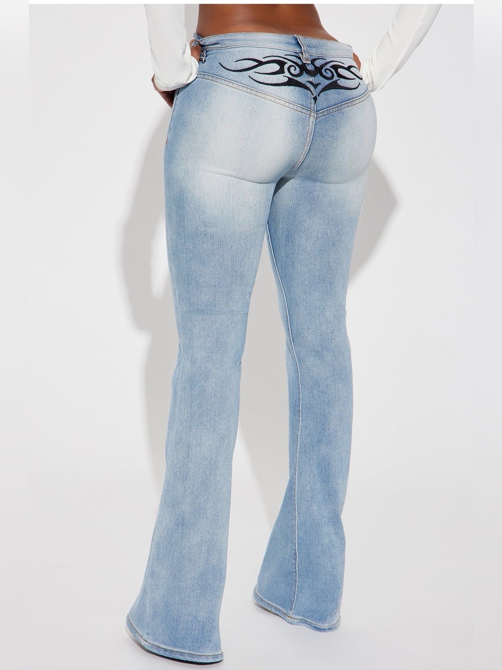 Fashion Nova Y2K tatted bootcut jeans